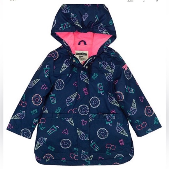 Navy Ice Cream & Donut Rain Jacket - Infant & Girls
OshKosh B'gosh size 18M - Picture 1 of 6